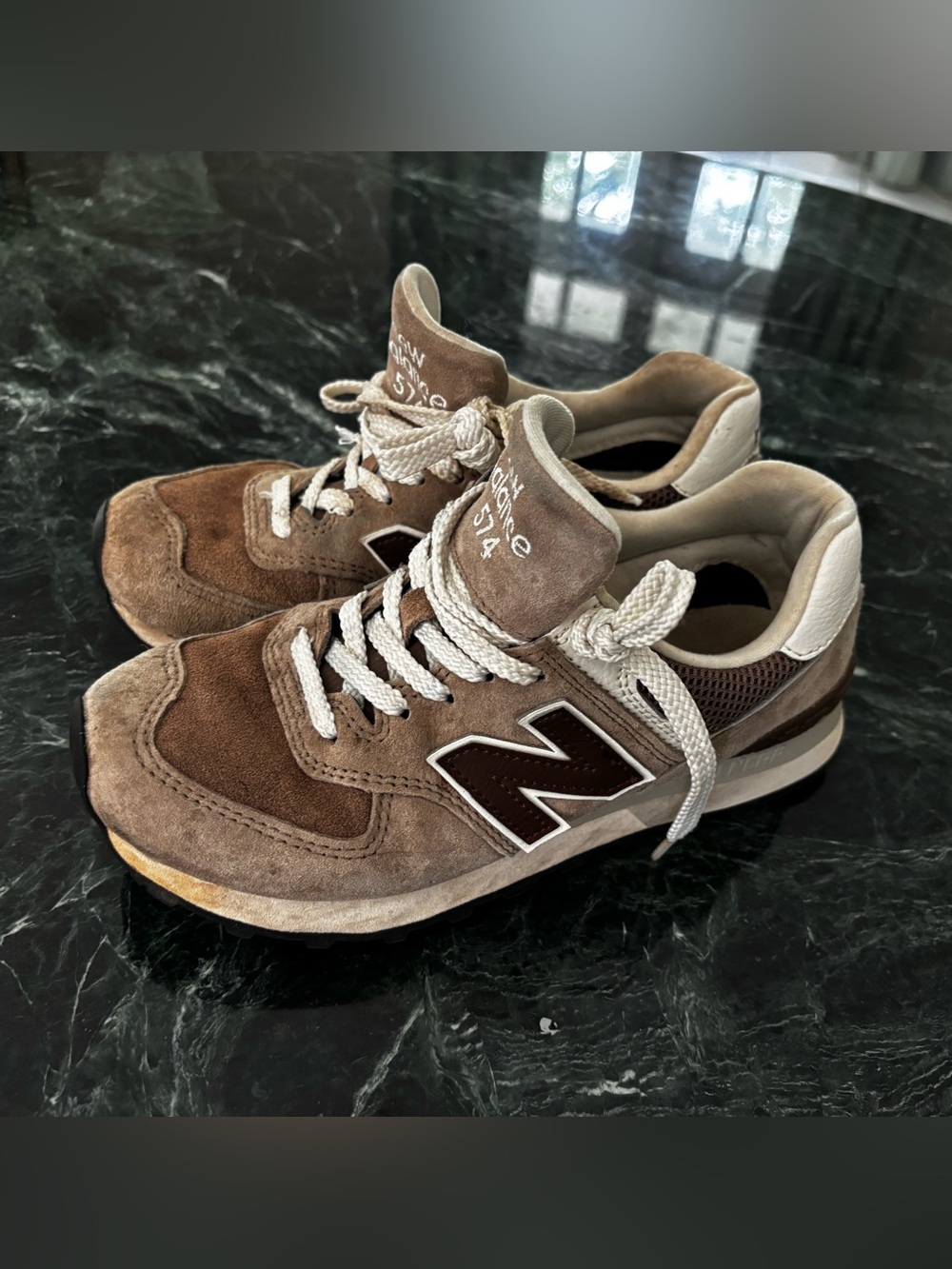 New Balance Men's Brown and Cream Suede Lace-Up Sneakers